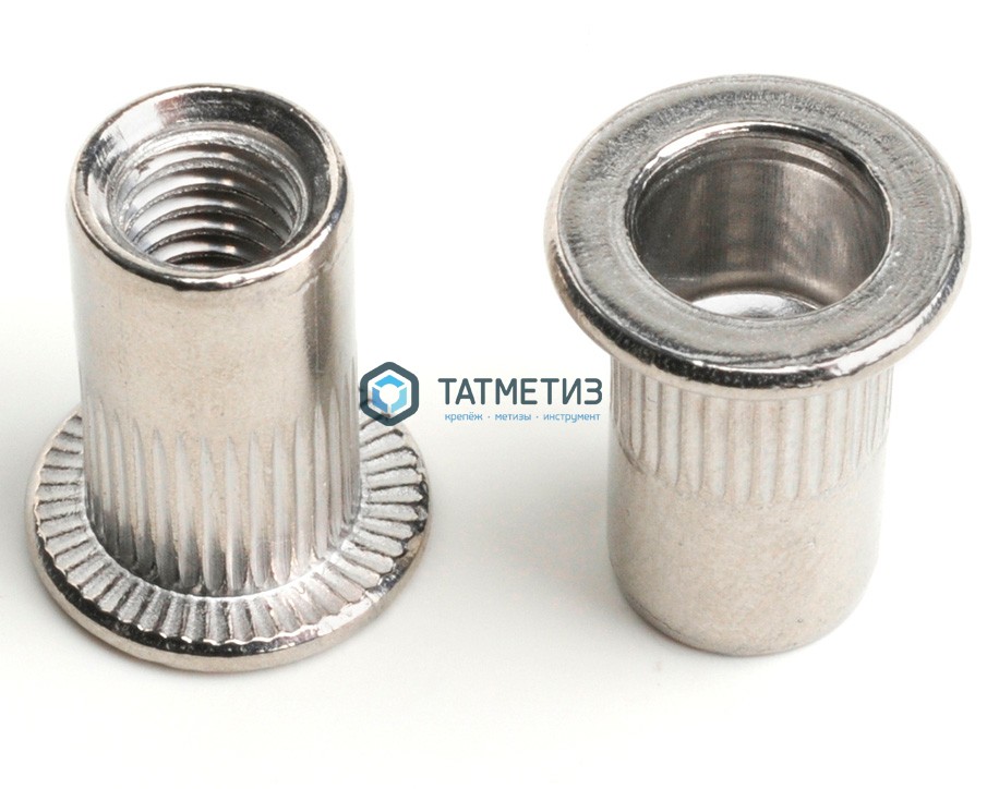 Заклепка-гайка с цил бортом и насечками А2 М 8 х 18,5 Заклепка-гайка с цил бортом и насечками А2 М 8 х 18,5