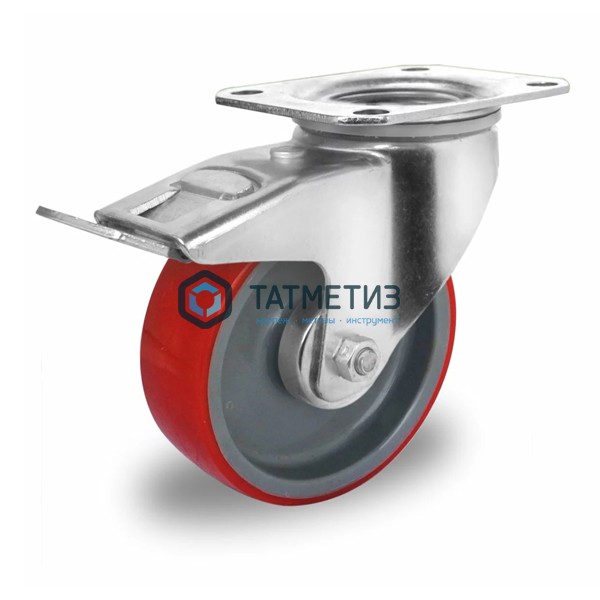 Колесо большегрузное ПОЛИУРЕНТАН поворотное с тормозом d 100 мм Колесо большегрузное ПОЛИУРЕНТАН поворотное с тормозом d 100 мм