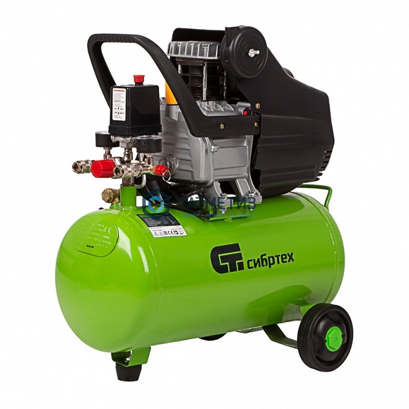 Компрессор воздушный КК-1500/24, 1,5 кВт, 198 л/мин, 24 л, прямой привод, масляный// Сибртех Компрессор воздушный КК-1500/24, 1,5 кВт, 198 л/мин, 24 л, прямой привод, масляный// Сибртех