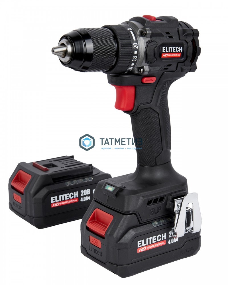 Дрель-шуруповерт 20 В, CD 20SL2 бщет, 60 Нм, 2х2.0Ач, ELP, БЗП-13мм, подсветка, ELITECH -  магазин крепежа «ТАТМЕТИЗ»