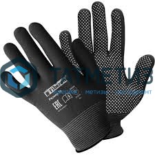 Перчатки полиэстер, ПВХ, в и/у, 10(ХL), черные, микроточка Fiberon/120/12 -  магазин «ТАТМЕТИЗ»