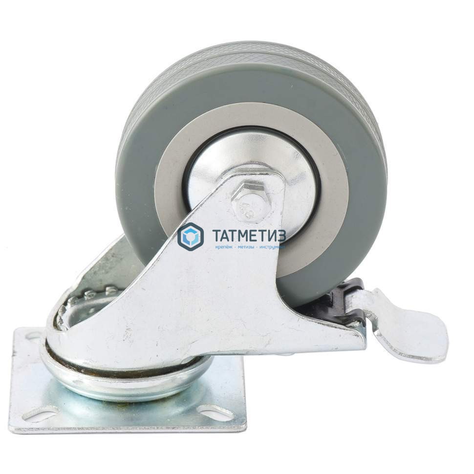 Колесо поворотное с тормозом d-50мм, крепление платформенное // СИБРТЕХ Колесо поворотное с тормозом d-50мм, крепление платформенное // СИБРТЕХ