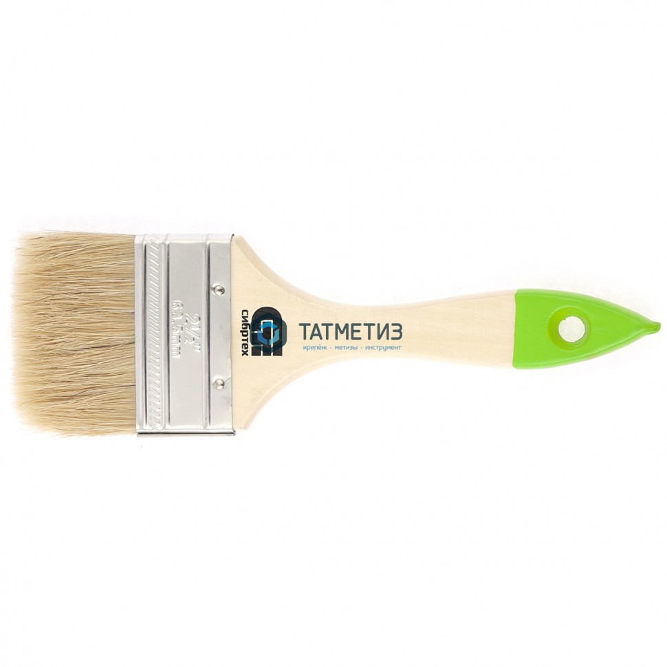 Кисть плоская  63мм, натуральная щетина, деревянная ручка // Сибртех -  магазин крепежа «ТАТМЕТИЗ»