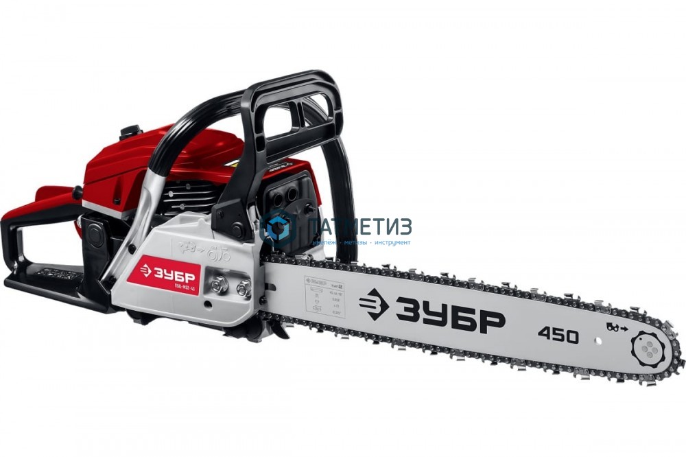 Пила цепная бензиновая, ЗУБР, хромир. цилиндр, праймер, 54,6 см3 (2,1 кВт), шина 45 см, 11500 об/мин Пила цепная бензиновая, ЗУБР, хромир. цилиндр, праймер, 54,6 см3 (2,1 кВт), шина 45 см, 11500 об/мин