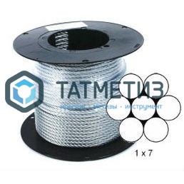 Трос стальной оц. 1 мм DIN 3052 (500 м/бух) | «ТАТМЕТИЗ» Трос стальной оц. 1 мм DIN 3052 (500 м/бух) - магазин крепежа «ТАТМЕТИЗ»