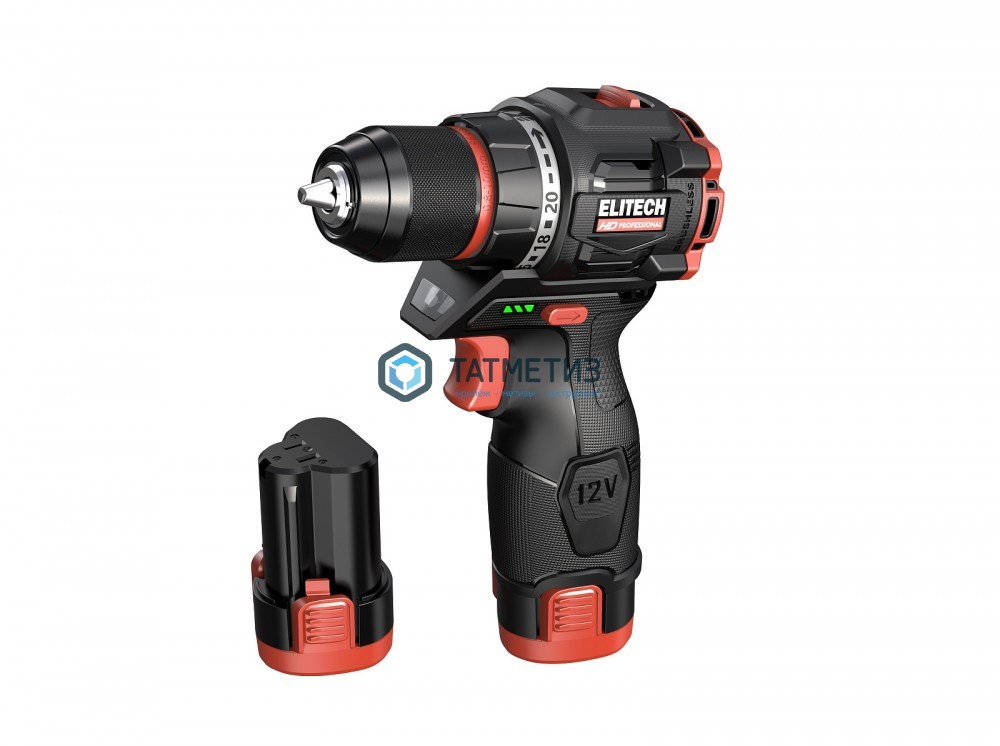 Дрель-шуруповерт 12 В, HD CD 12L2 бщет, 40 Нм, 2х2.0Ач, Li-ion, БЗП-10мм, подсветка, ELITECH -  магазин крепежа «ТАТМЕТИЗ»