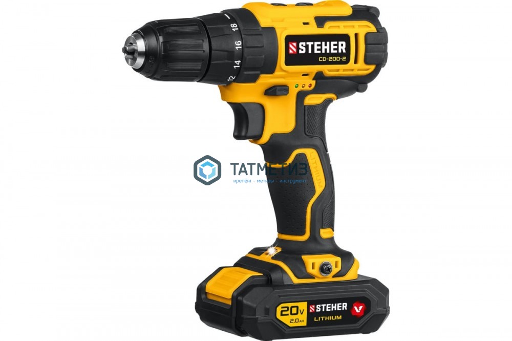 Дрель-шуруповерт 20 В, STEHER, 2 АКБ (2Ач), в кейсе Дрель-шуруповерт 20 В, STEHER, 2 АКБ (2Ач), в кейсе