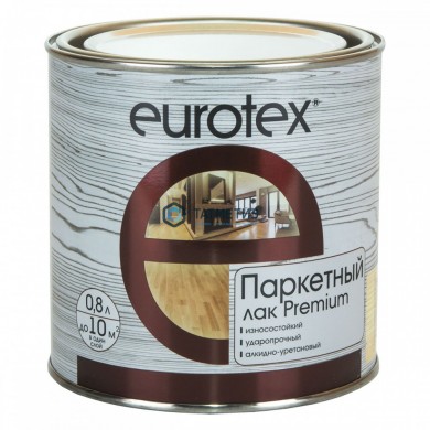 Лак паркетный Eurotex-premium полуматовый  0,8 л./6 -  магазин крепежа «ТАТМЕТИЗ»