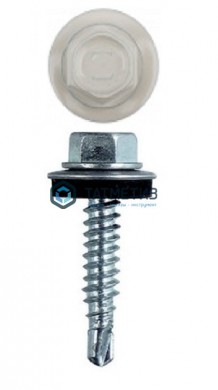 Саморез окраш.кров. 5,5х25 /9002/ белый | «ТАТМЕТИЗ» Саморез окраш.кров. 5,5х25 /9002/ белый - магазин крепежа «ТАТМЕТИЗ»