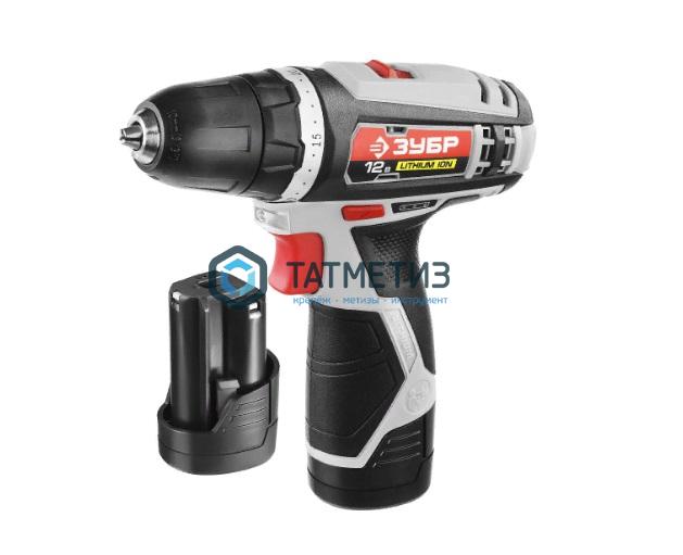 Дрель-шуруповерт ЗУБР "МАСТЕР", 12В, 1.5 А ч, Li-Ion, 2-х скор, 10мм, 0-360 0-1400об мин, 2 АКБ, БЗУ Дрель-шуруповерт ЗУБР "МАСТЕР", 12В, 1.5 А ч, Li-Ion, 2-х скор, 10мм, 0-360 0-1400об мин, 2 АКБ, БЗУ