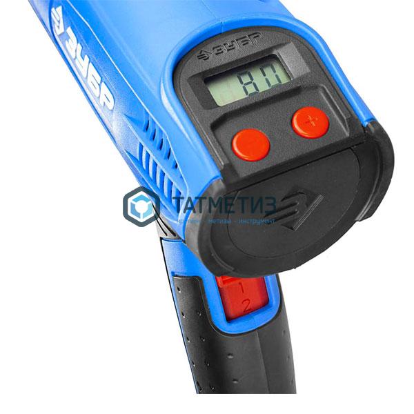 Фен технический (строительный), ЗУБР Проф 2000Вт, ЖК-диспл., память темп-ры, 2 режима: 80-600град, 2 Фен технический (строительный), ЗУБР Проф 2000Вт, ЖК-диспл., память темп-ры, 2 режима: 80-600град, 2