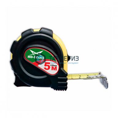 Рулетка MD-STARS 10 м х 25 мм, прорезин корп, магн крюк, автостоп, 2 фикс ленты, поясное креп -  магазин «ТАТМЕТИЗ»
