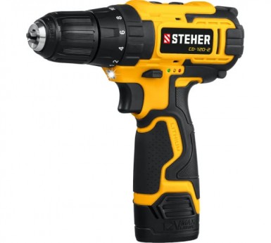 Дрель-шуруповерт 12 В  STEHER, 30 Н·м, 2 АКБ (2 А·ч),кейс -  магазин крепежа «ТАТМЕТИЗ»