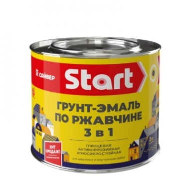 Грунт-эмаль по ржавчине ХВ 3 в 1 СТАРТ  ЧЕРНАЯ  1,8 кг-./6 -  магазин крепежа «ТАТМЕТИЗ»