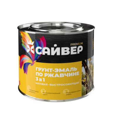 Грунт-эмаль по ржавчине ХВ 3 в 1 Сайвер ЗЕЛЕНАЯ  1,8 кг-./6 -  магазин крепежа «ТАТМЕТИЗ»