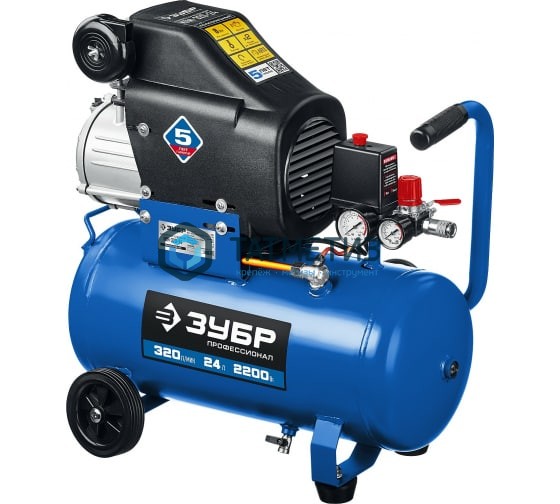 Компрессор ЗУБР 320 л/мин, 24 л, 2200 Вт, масляный Компрессор ЗУБР 320 л/мин, 24 л, 2200 Вт, масляный