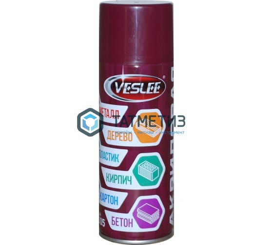 Краска аэроз. VESLEE ВИННО-КРАСНАЯ 520 мл. RAL 3005 Краска аэроз. VESLEE ВИННО-КРАСНАЯ 520 мл. RAL 3005