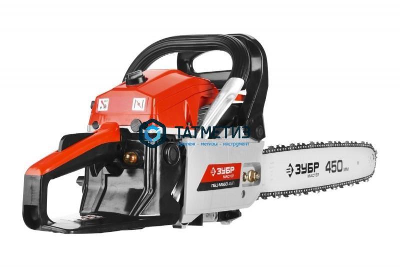 Пила цепная бензиновая, ЗУБР, хромир. цилиндр, праймер, 54,6 см3 (2,1 кВт), шина 45 см, 11500 об/мин Пила цепная бензиновая, ЗУБР, хромир. цилиндр, праймер, 54,6 см3 (2,1 кВт), шина 45 см, 11500 об/мин