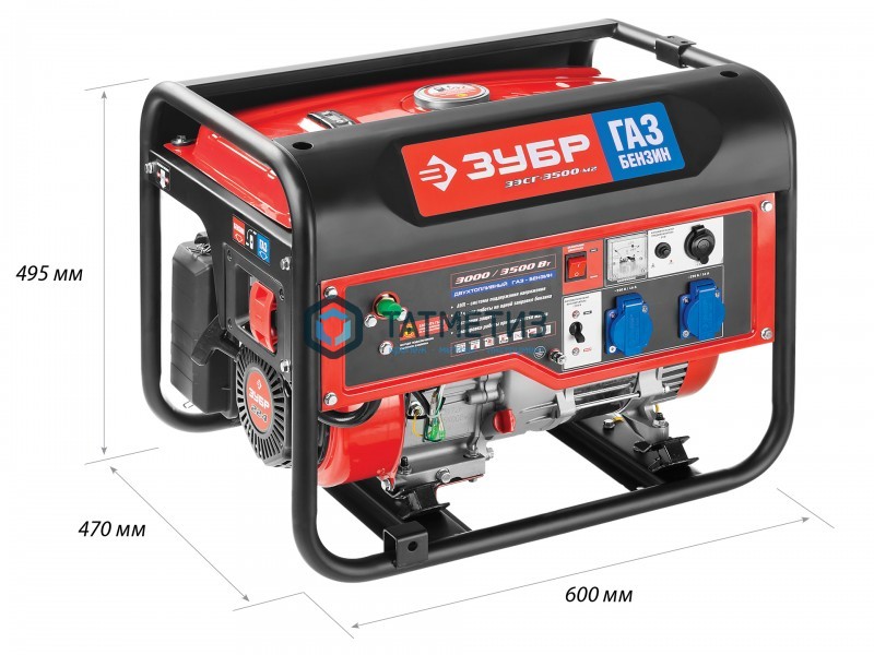 Генератор гибридный (бензин / газ), 3500 Вт, ЗУБР Генератор гибридный (бензин / газ), 3500 Вт, ЗУБР