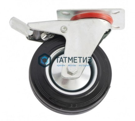 Колесо поворотное с тормозом d-125мм, крепление платформенное СИБРТЕХ | «ТАТМЕТИЗ» Колесо поворотное с тормозом d-125мм, крепление платформенное СИБРТЕХ - магазин крепежа «ТАТМЕТИЗ»